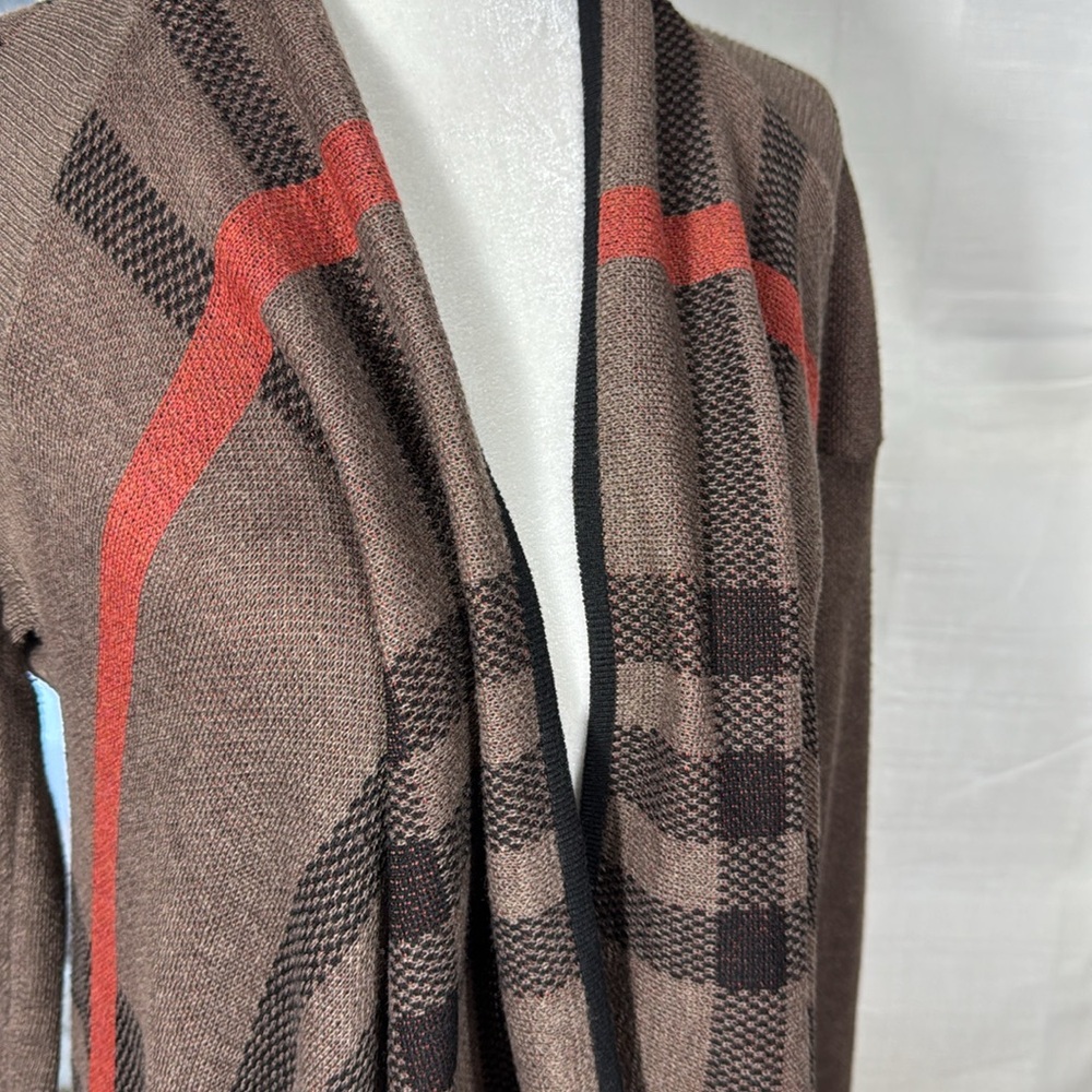 Women's Refined Plaid Open Long Sleeve Cardigan Sweater Sz S/M - Picture 5 of 10
